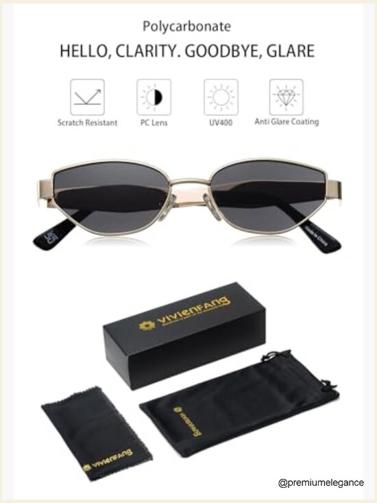 Retro Oval Cat Eye Sunglasses Women\'s Trendy Y2K UV400 Metal Frame 55mm main image 5